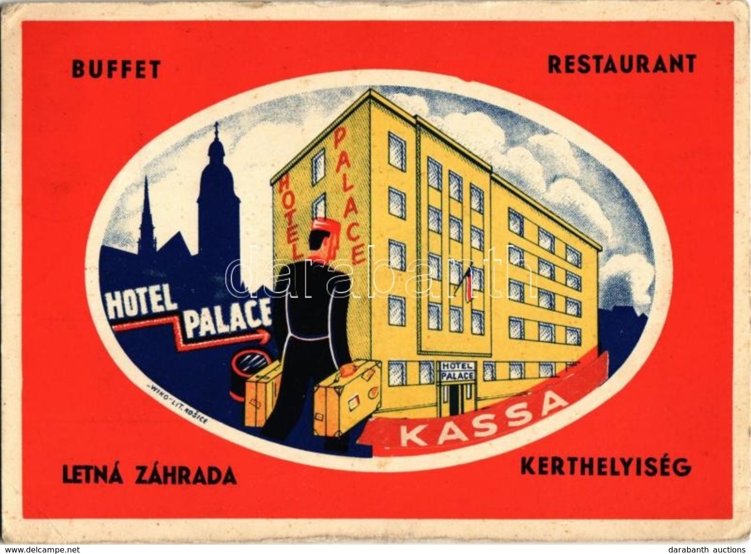 T2/T3 Kassa, Kosice; Hotel Palace Szálloda és étterem Reklámlapja. Wiko Litográfia / Hotel And Restaurant Advertisement  - Ohne Zuordnung