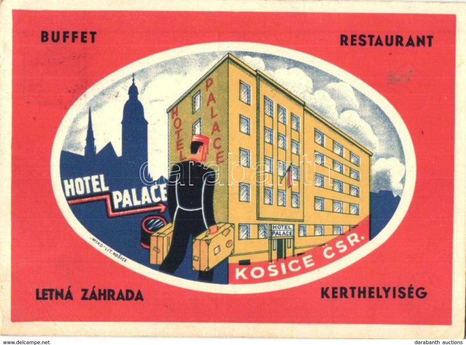 T2/T3 Kassa, Kosice; Hotel Palace Reklámlap / Hotel Advertisement Card S: Wiko '1938 Kassa Visszatért' So. Stpl (EK) - Ohne Zuordnung