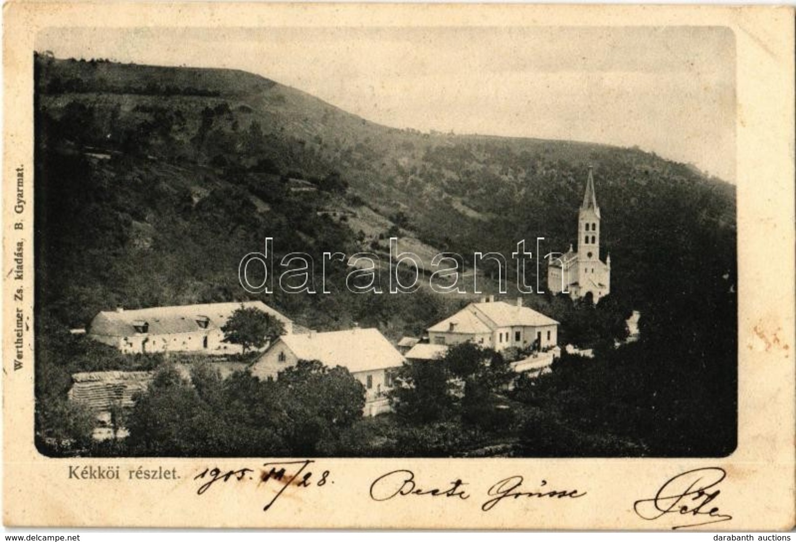 T2/T3 1905 Kékkő, Blauenstein, Modry Kamen; Látkép, Templom. Kiadja Wertheimer Zs. / General View, Church (fl) - Ohne Zuordnung