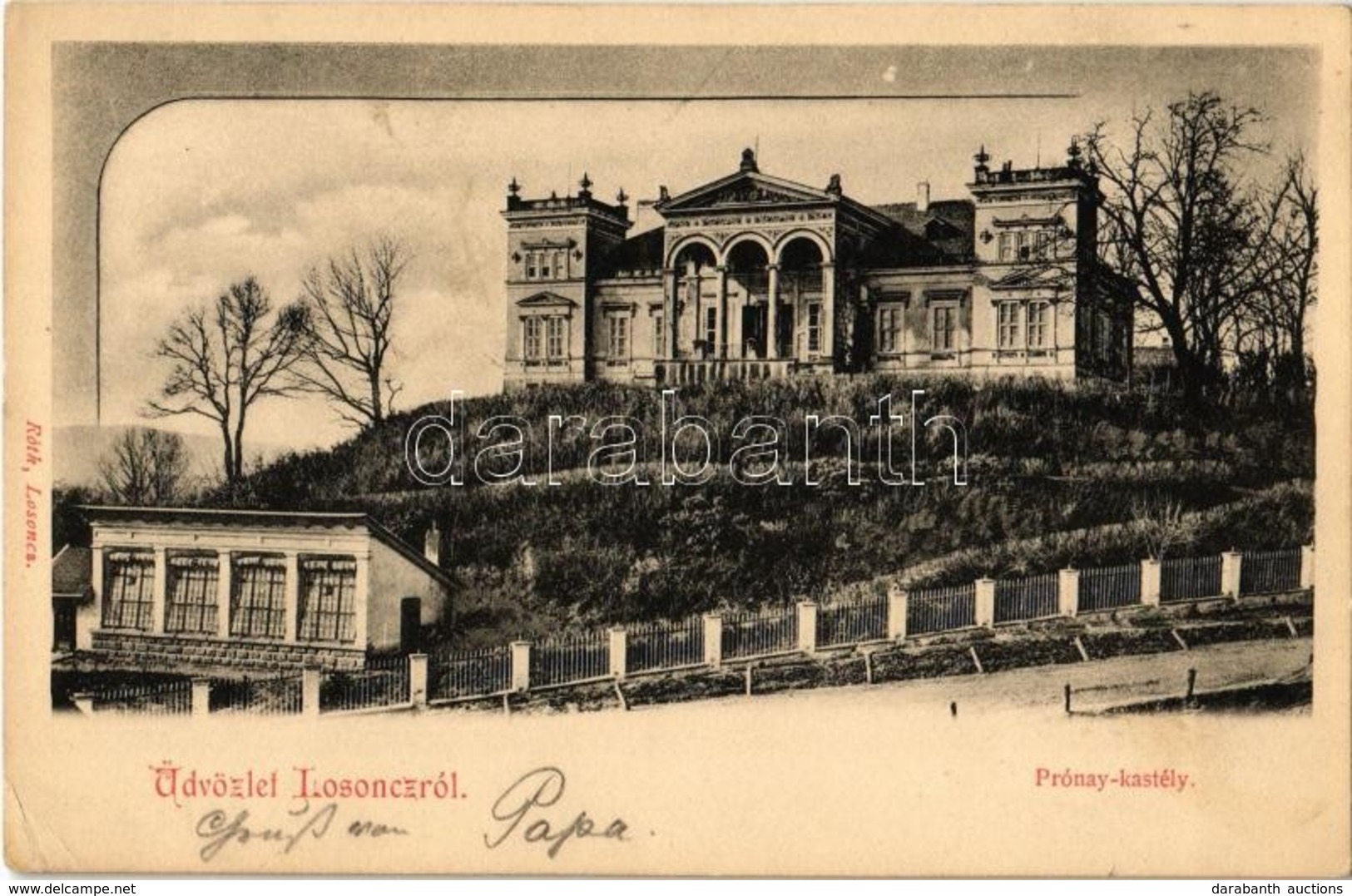 T2/T3 1905 Losoncapátfalva, Opetová (Losonc, Lucenec); Prónay Kastély. Kiadja Róth / Castle (EK) - Ohne Zuordnung