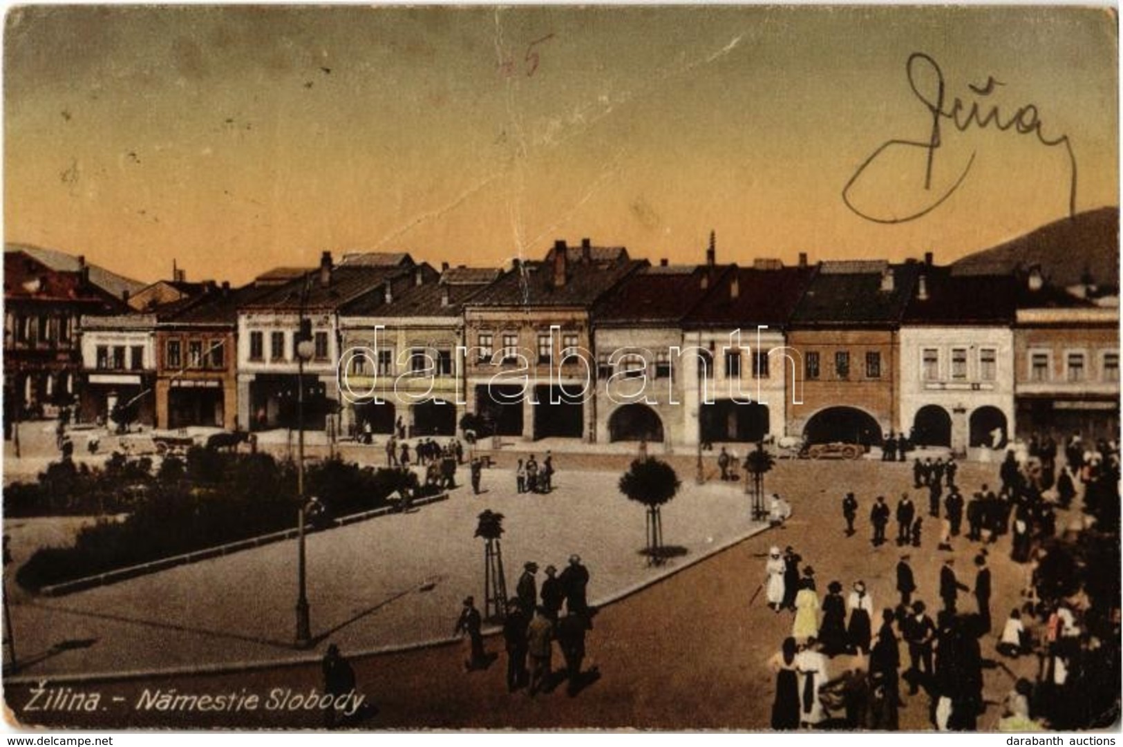 * T3 1920 Zsolna, Zilina; Námestie Slobody / Tér, üzletek. Kiadja L. Biel. Fot. Gustav Unger / Square, Shops (fa) - Unclassified