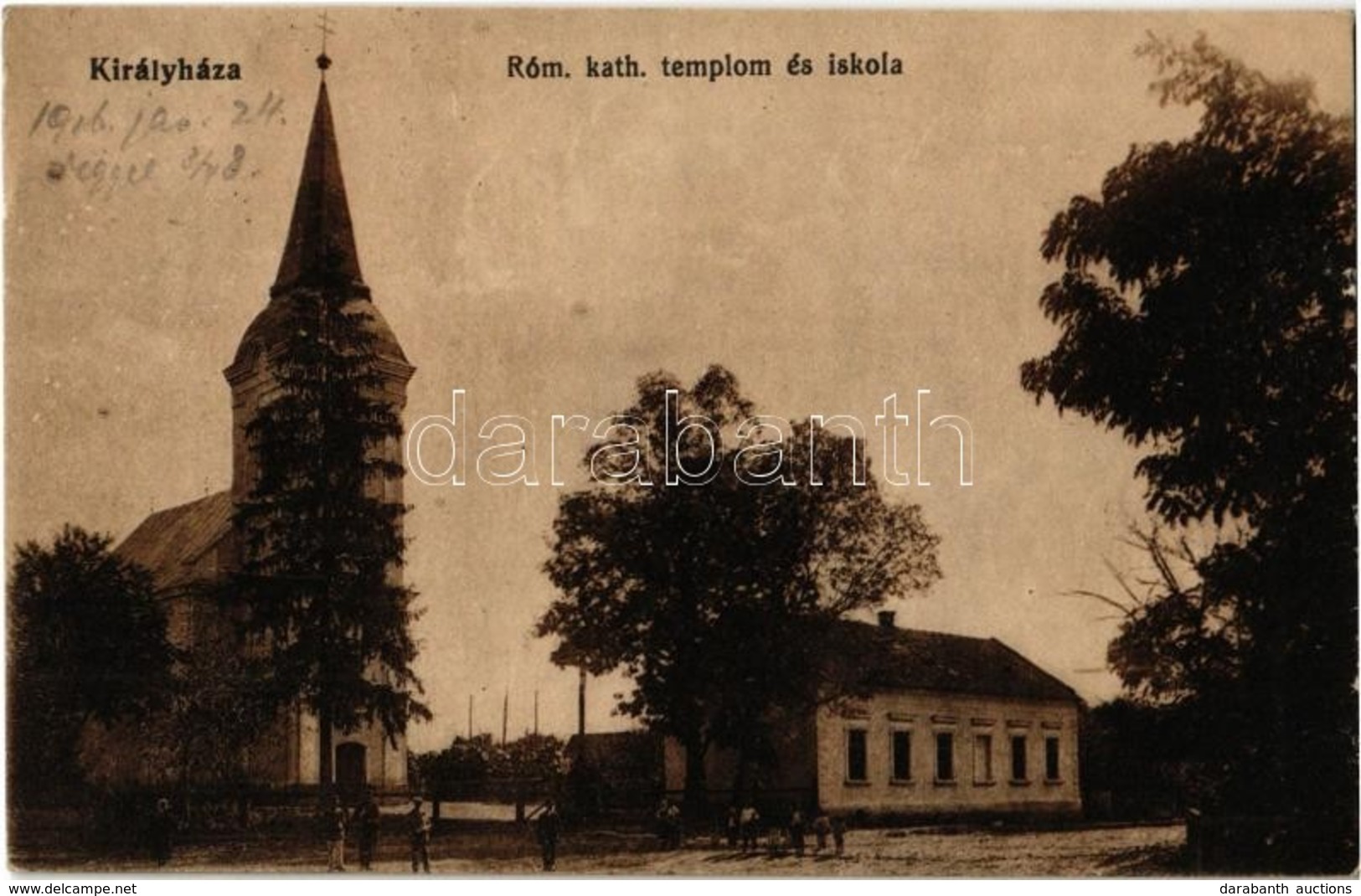 T2 1916 Királyháza, Koroleve; Római Katolikus Templom és Iskola / Catholic Church And School - Non Classificati