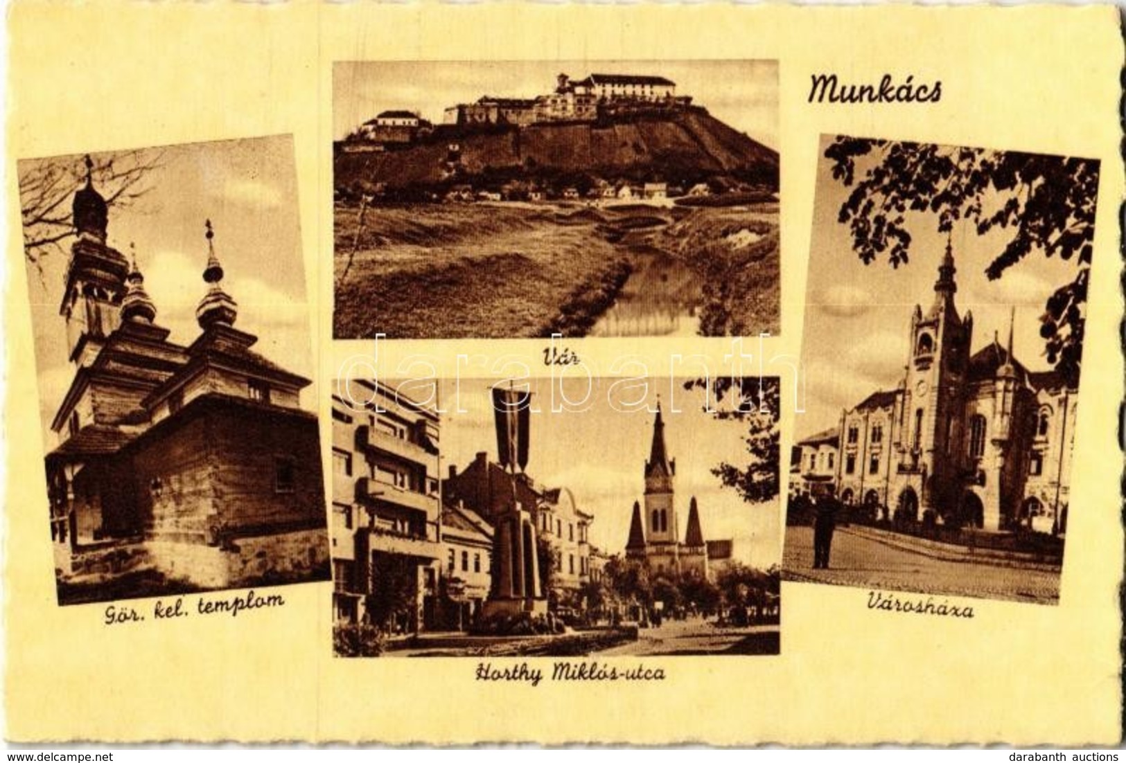 ** T2/T3 Munkács, Mukacheve, Mukacevo; Vár, Görögkeleti Templom, Horthy Miklós Utca, Városháza / Castle, Orthodox Church - Non Classés