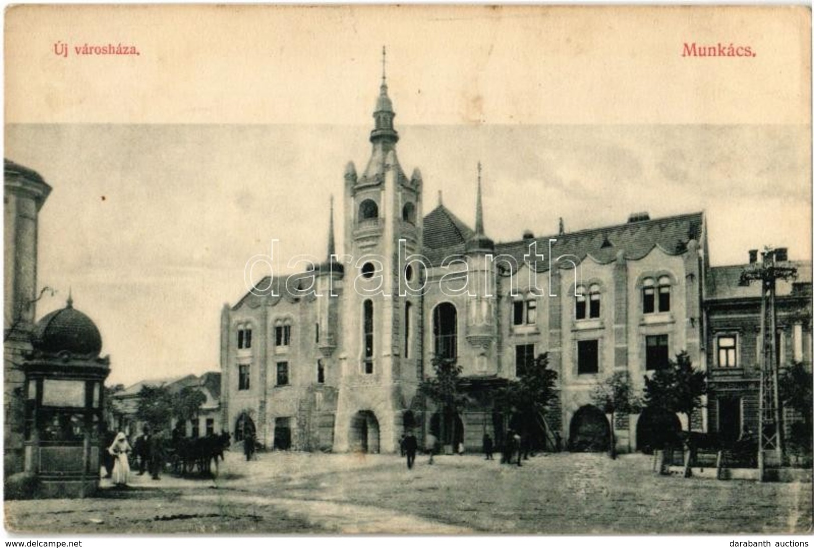 T2/T3 1911 Munkács, Mukacheve, Mukachevo, Mukacevo; Új Városháza, üzlet. Kiadja Özv. Meisels Dávidné / The New Town Hall - Unclassified