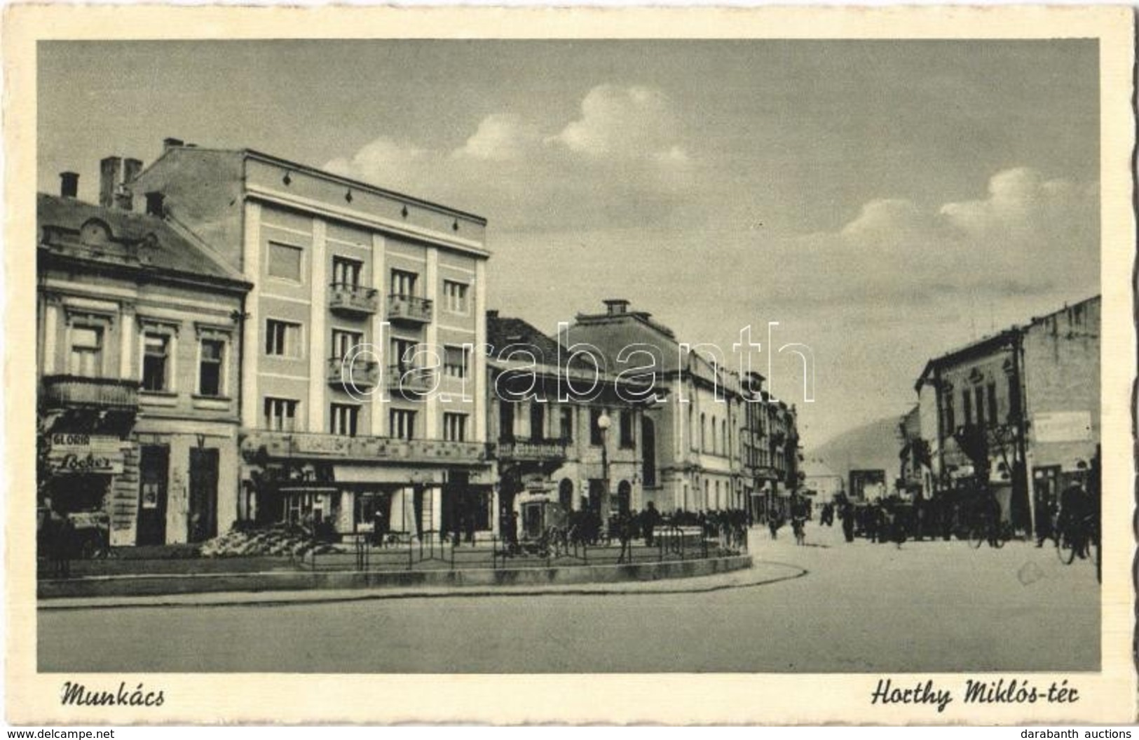 ** T2 Munkács, Mukacheve, Mukachevo, Mukacevo; Horthy Miklós Tér, üzletek / Square, Shops - Unclassified