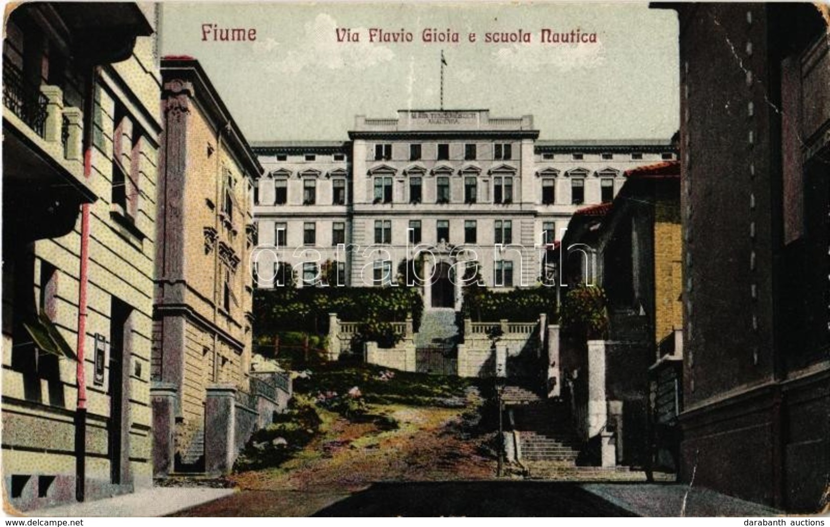 T3 1913 Fiume, Rijeka; Via Flavio Gioia E Scuola Nautica / Street, Nautical School (EB) - Unclassified