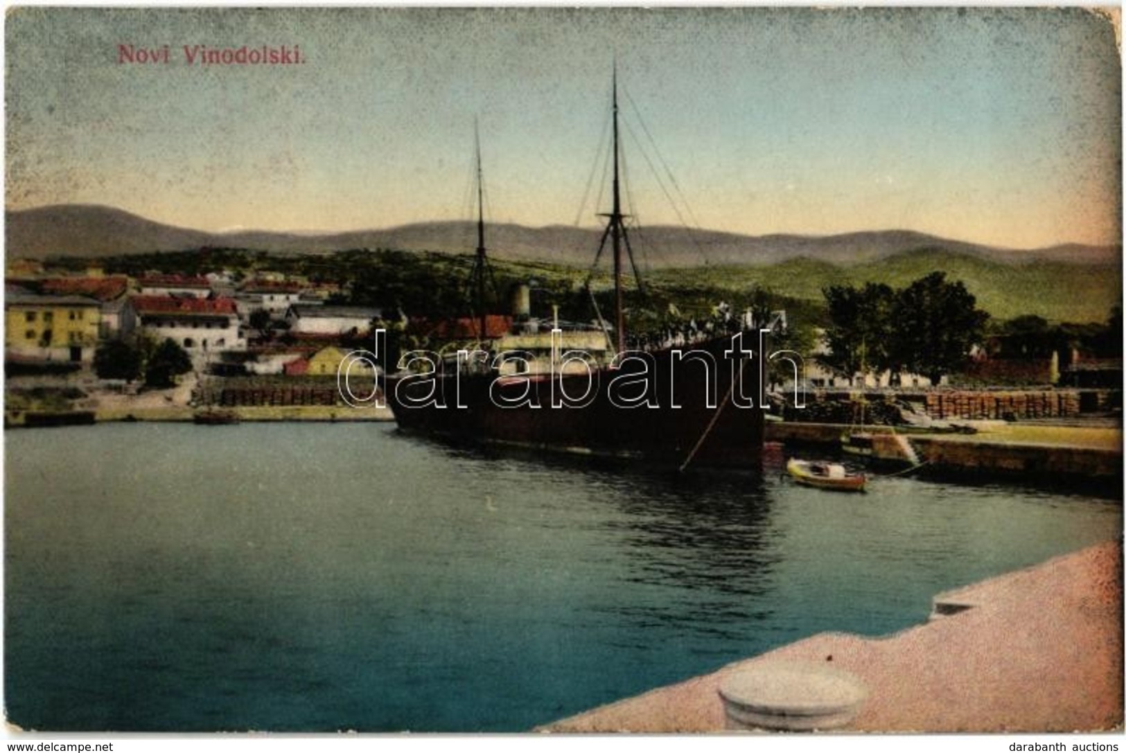 T2/T3 1918 Novi Vinodolski, Novi, Novoga; Kikötő Gőzhajóval. M. Baran  826. Wilhelm Berger Fotograf / Port With Steamshi - Unclassified