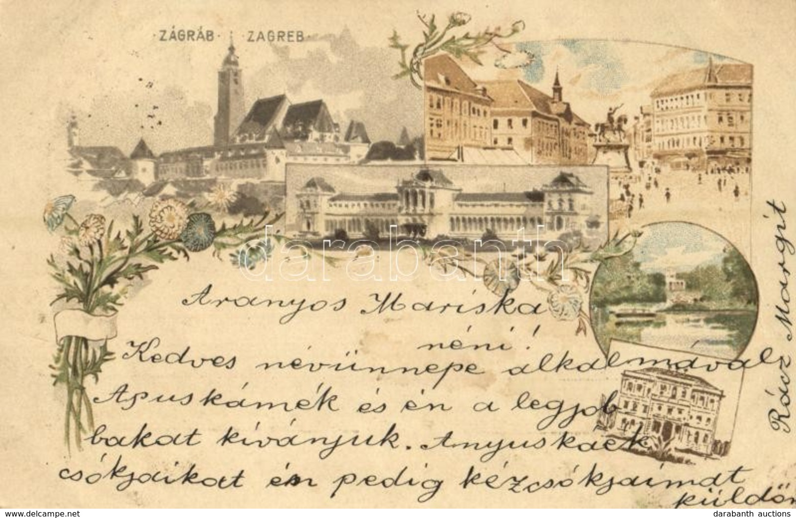 T2/T3 1900 Zagreb, Zágráb; Ezredéves Országos Kiállítás 2Kr. Ga., Floral Litho / Hungarian Millenium Exposition Issue - Unclassified