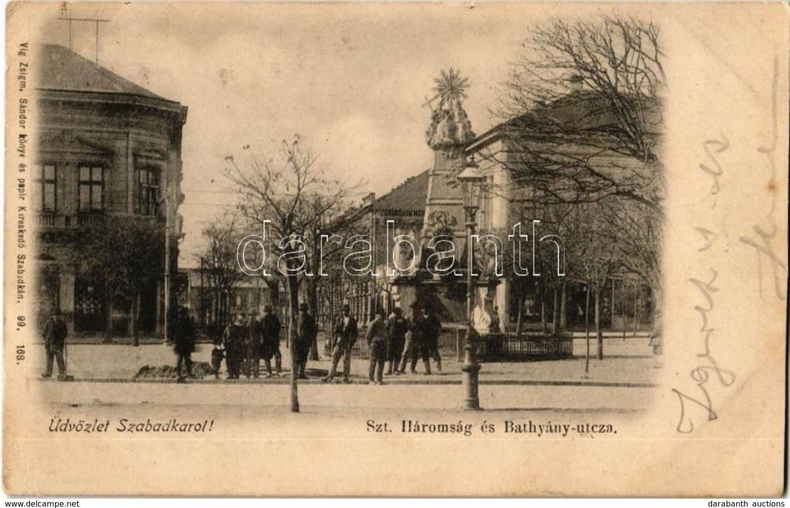 T2/T3 1899 Szabadka, Subotica; Szentháromság Szobor, Batthyány Utca, Grünbaum Mór üzlete. Kiadja Vig Zsigm. Sándor 168.  - Ohne Zuordnung