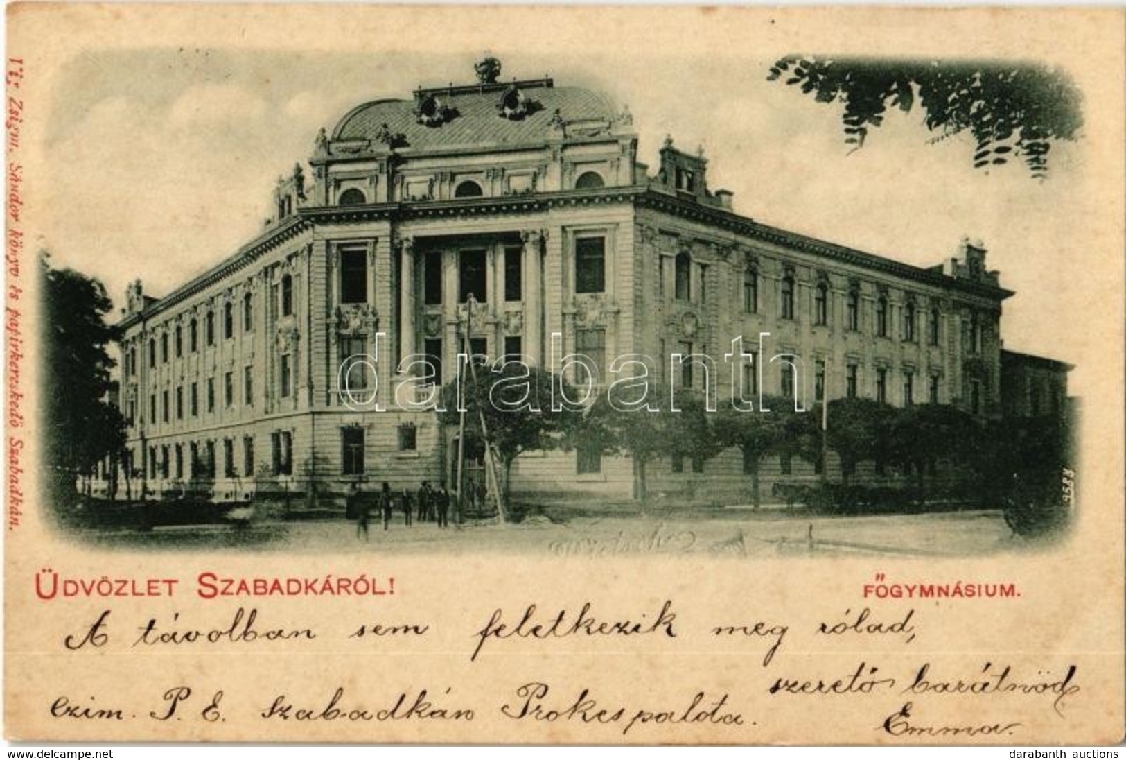 T2/T3 1899 Szabadka, Subotica; Főgimnázium. Kiadja Vig Zsigm. Sándor / High School + 'SZABADKA P.UDV.' (fl) - Sin Clasificación