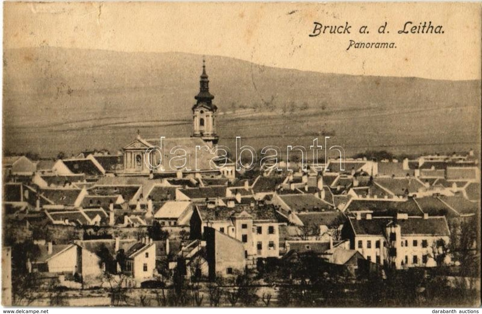 * T3 1911 Lajtabruck, Bruck An Der Leitha; Látkép, Templom / Panorama / General View, Church (Rb) - Non Classés