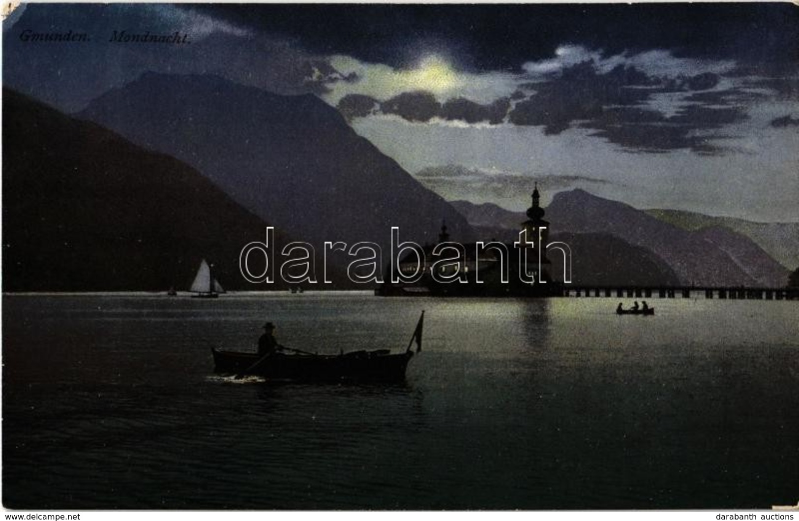 * T2/T3 1911 Gmunden, Mondnacht / Lake, Boats, Night (EK) - Sin Clasificación