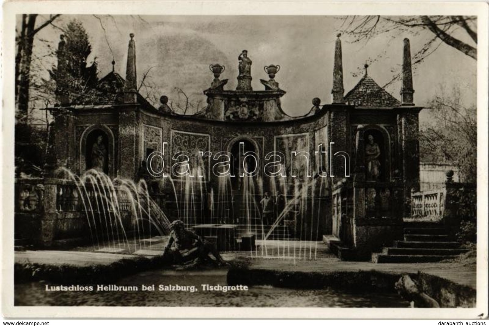 T1/T2 1935 Salzburg, Lustschloss Hellbrunn, Tischgrotte / Palace, Fountain - Unclassified