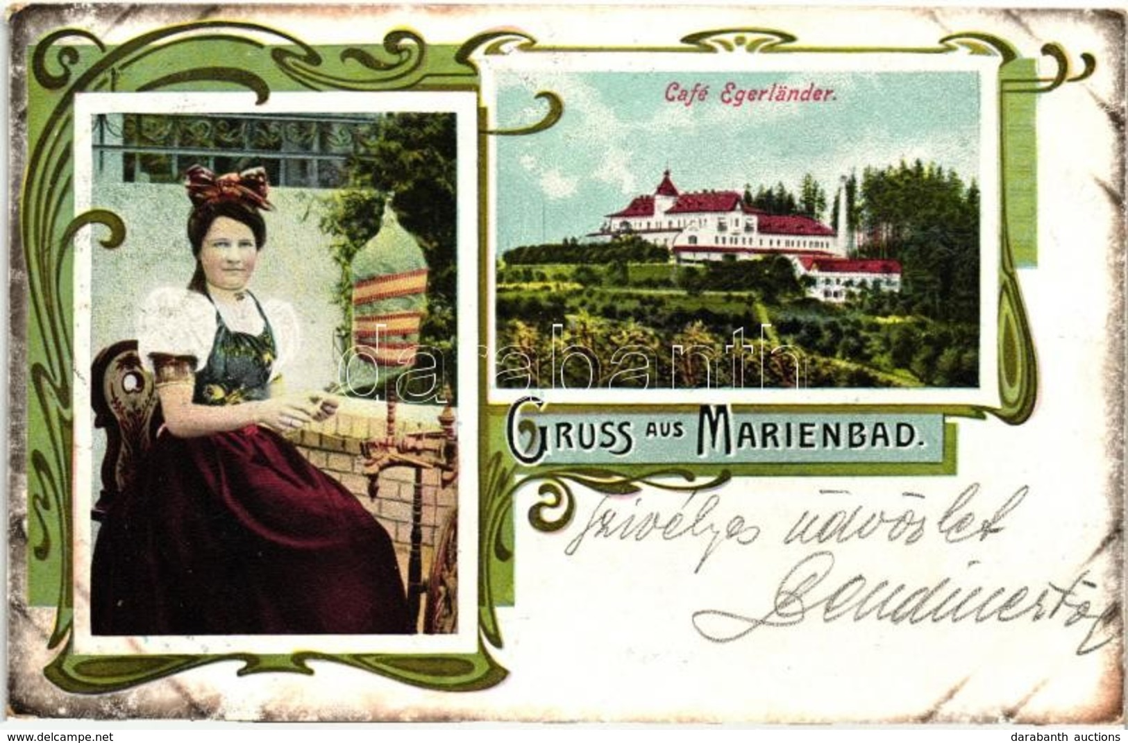 T2 Marianske Lazne, Marienbad; Café Egerländer, Folklore, Art Nouveau - Non Classés