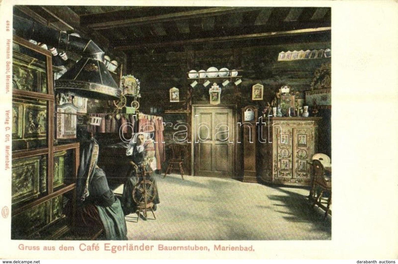 ** T2 Mariánské Lázne, Marienbad; Café Egerländer, Bauernstuben / Café, Farmhouse Parlor, Interior - Non Classés