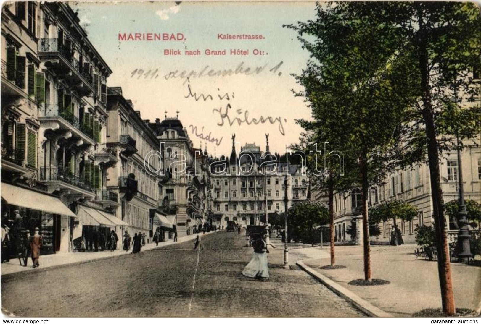 T3 1911 Mariánské Lázne, Marienbad; Kaiserstrasse, Blick Nach Grand Hotel Ott / Street, Hotel (fa) - Non Classés