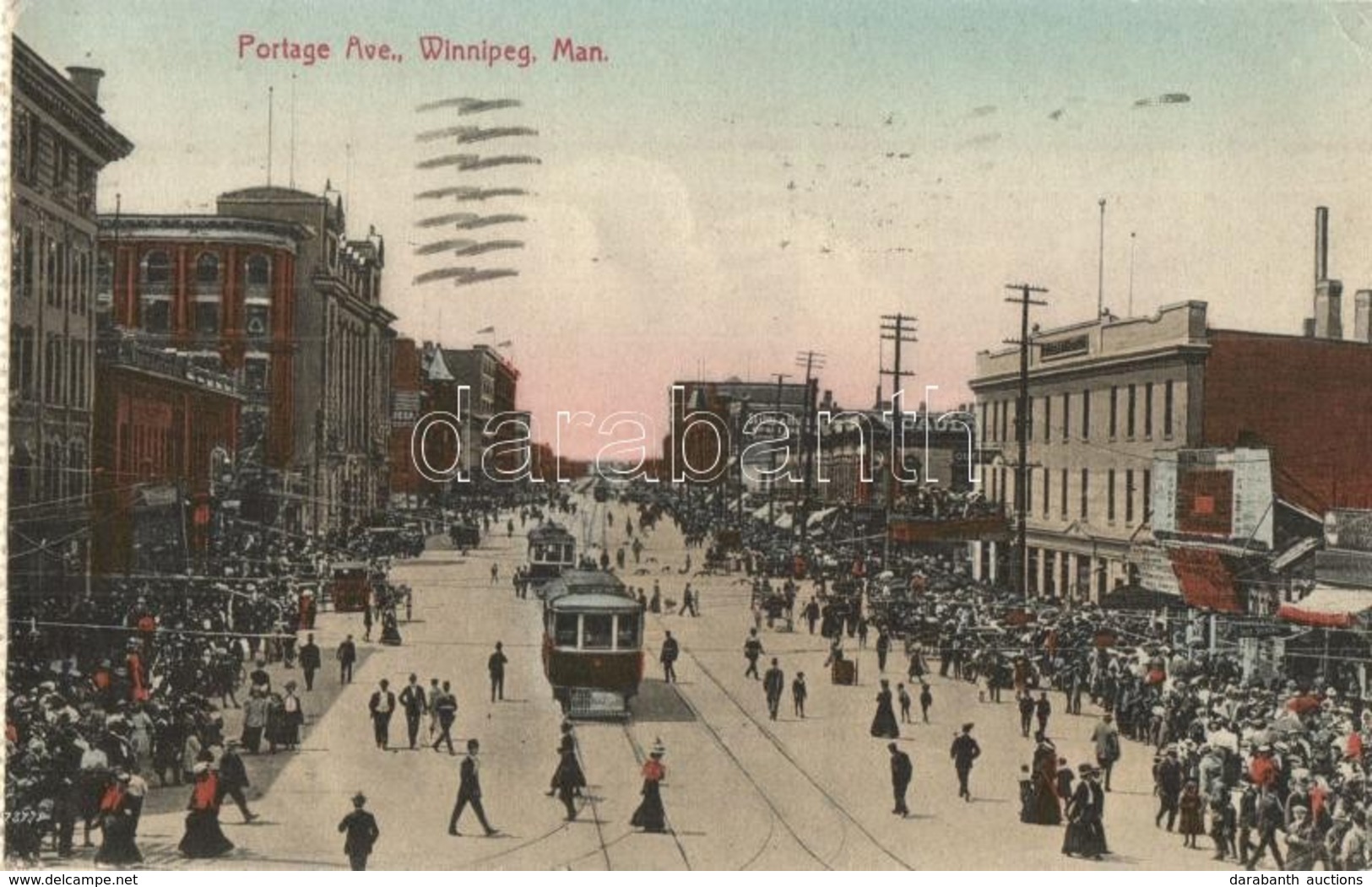 T2/T3 Winnipeg, Portage Avenue, Tram, Shops (from Postcard Booklet) (EK) - Ohne Zuordnung