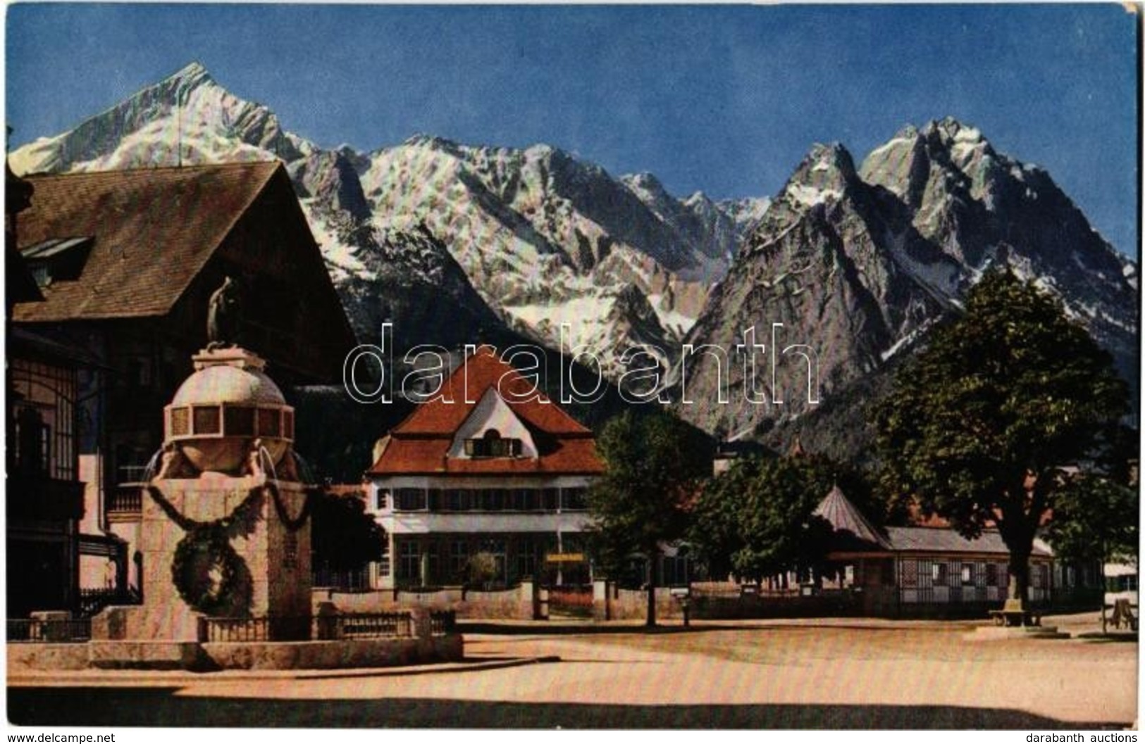 * T1/T2 1927 Garmisch-Partenkirchen, Marktplatz Mit Alp- Und Zugspitze / Market Square, Mountain Peaks - Ohne Zuordnung