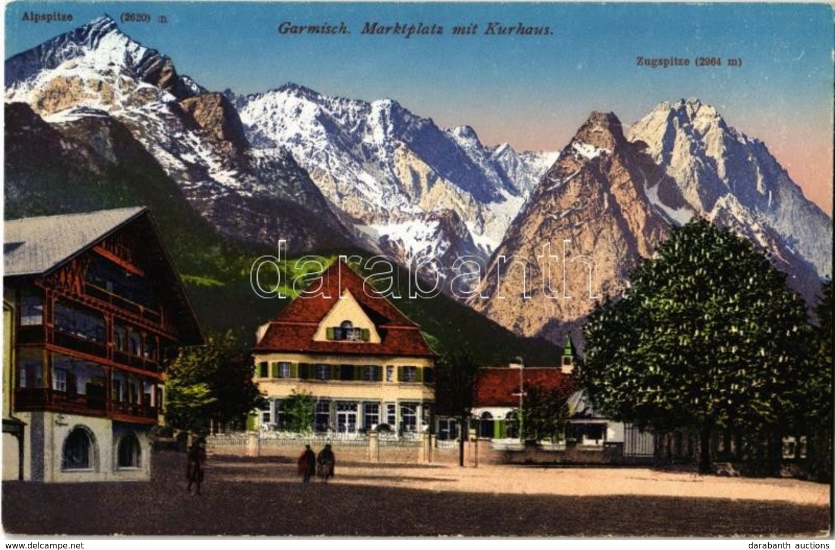 * T2 1927 Garmisch-Partenkirchen, Marktplatz Mit Kurhaus, Alpspitze, Zugspitze / Market Square, Spa, Mountain Peaks - Unclassified