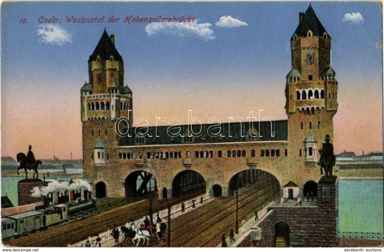 * T2/T3 Köln, Coeln, Cologne; Westportal Der Hohenzollernbrücke / Railway Bridge And Gate, Locomotive  (EK) - Ohne Zuordnung