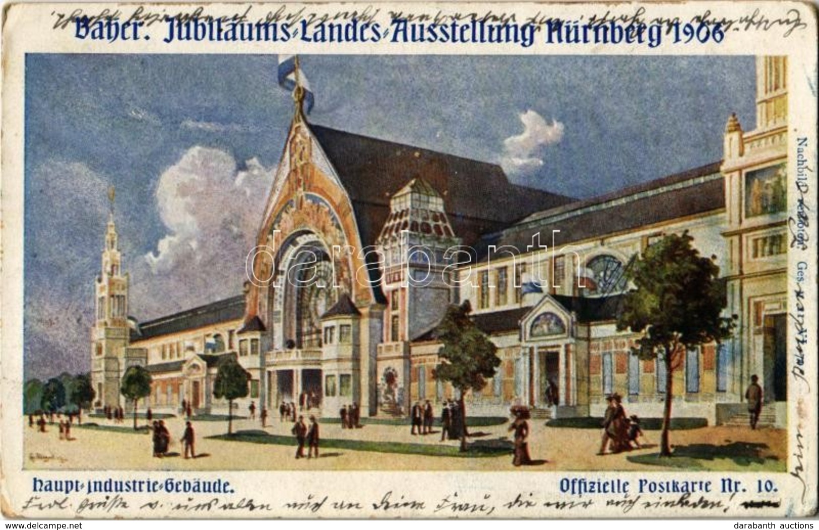 T2/T3 1906 Nürnberg, Nuremberg; Bayer. Jubilaums Landes Ausstellung, Haupt Industrie Gebäude. Offizielle Postkarte Nr. 1 - Non Classés