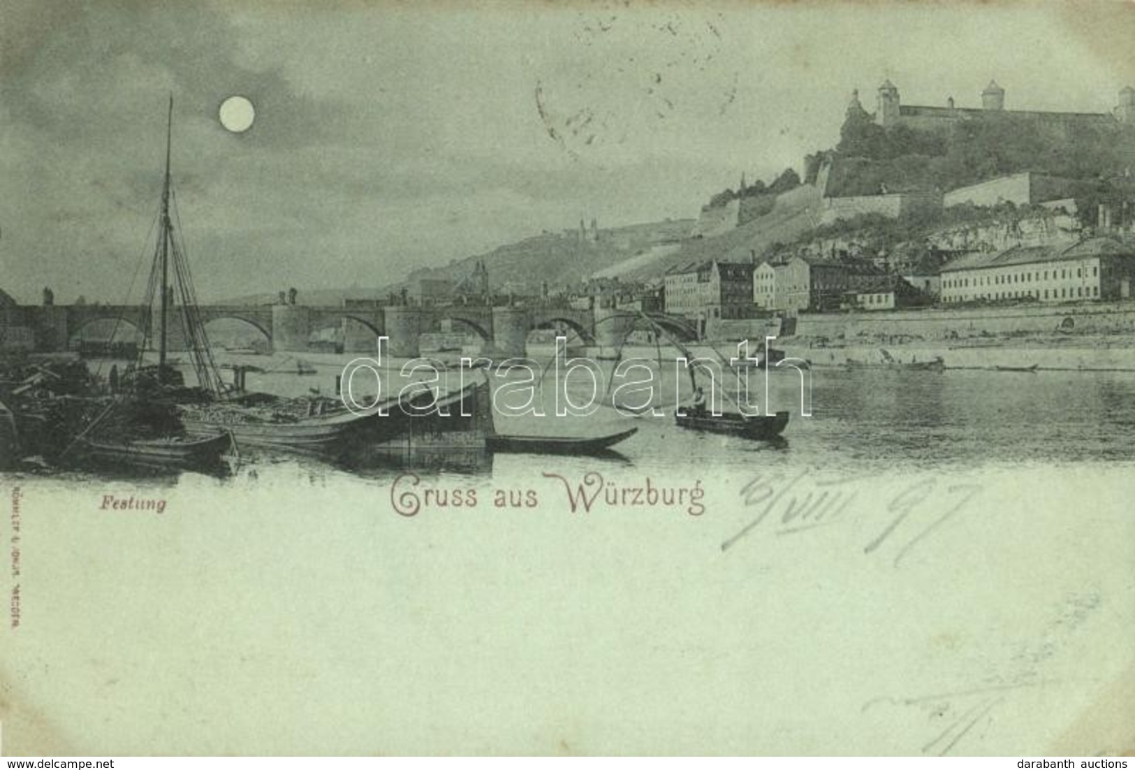 T2/T3 1897 (Vorläufer!) Würzburg, Festung / Castle At Night (fl) - Non Classés