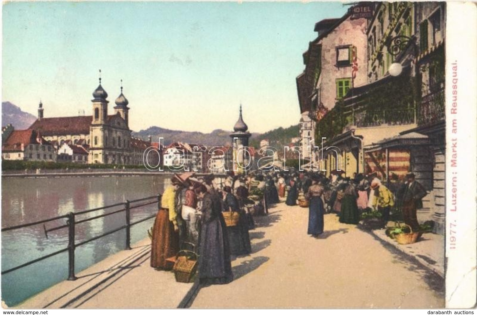 T3 1911 Lucerne, Luzern; Markt Am Reussquai / Market Vendors, Quay (EB) - Non Classés