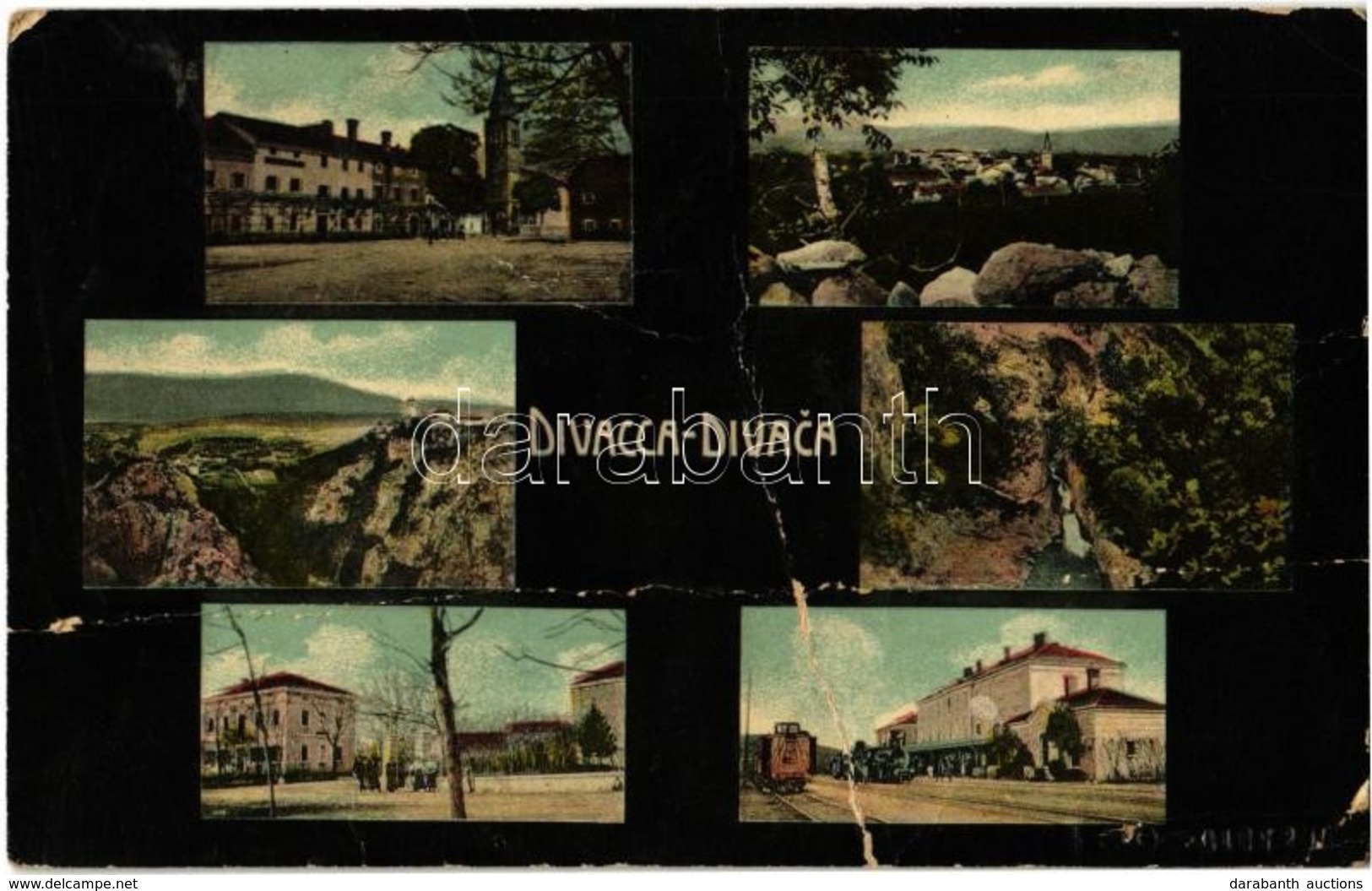 T4 Divaca, Divacca (Küstenland); Multi-view Postcard With Railway Station, Locomotive, Train (fa) - Non Classés