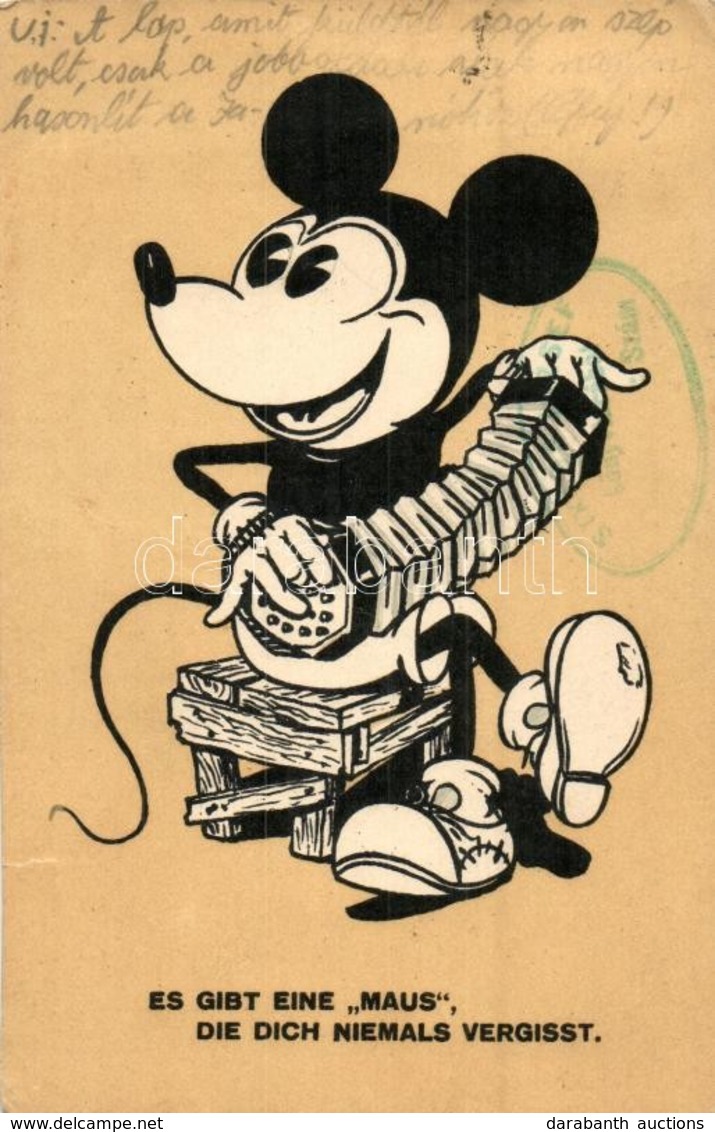 T3 Es Gibt Eine Maus, Die Dich Niemals Vergisst / Mickey Mouse With Accordion, Walter E. Disney Art Postcard (kis Szakad - Non Classés