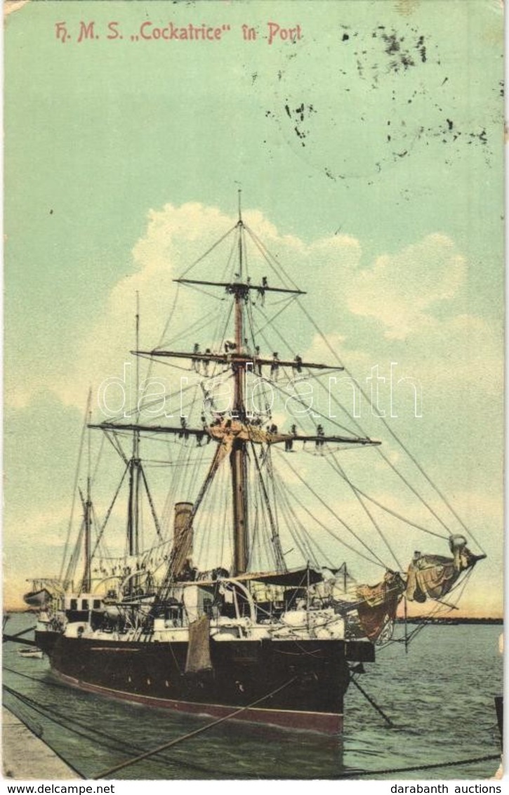 T2/T3 HMS Cockatrice In Port / Six-gun Schooner Of The British Royal Navy - Unclassified