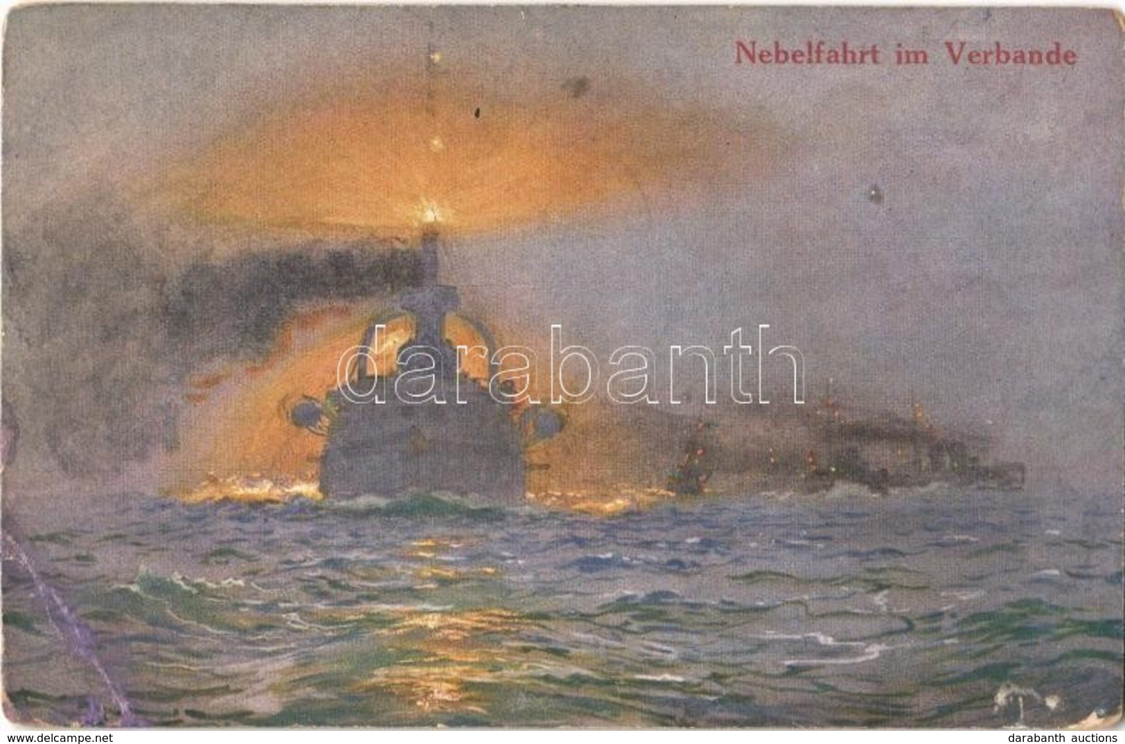 ** T4 Nebelfahrt Im Verbande. 'Unsere Marine' Wohlgemuth & Lissner Kunstverlag / German Navy Battleship S: Prof. Hans. B - Unclassified