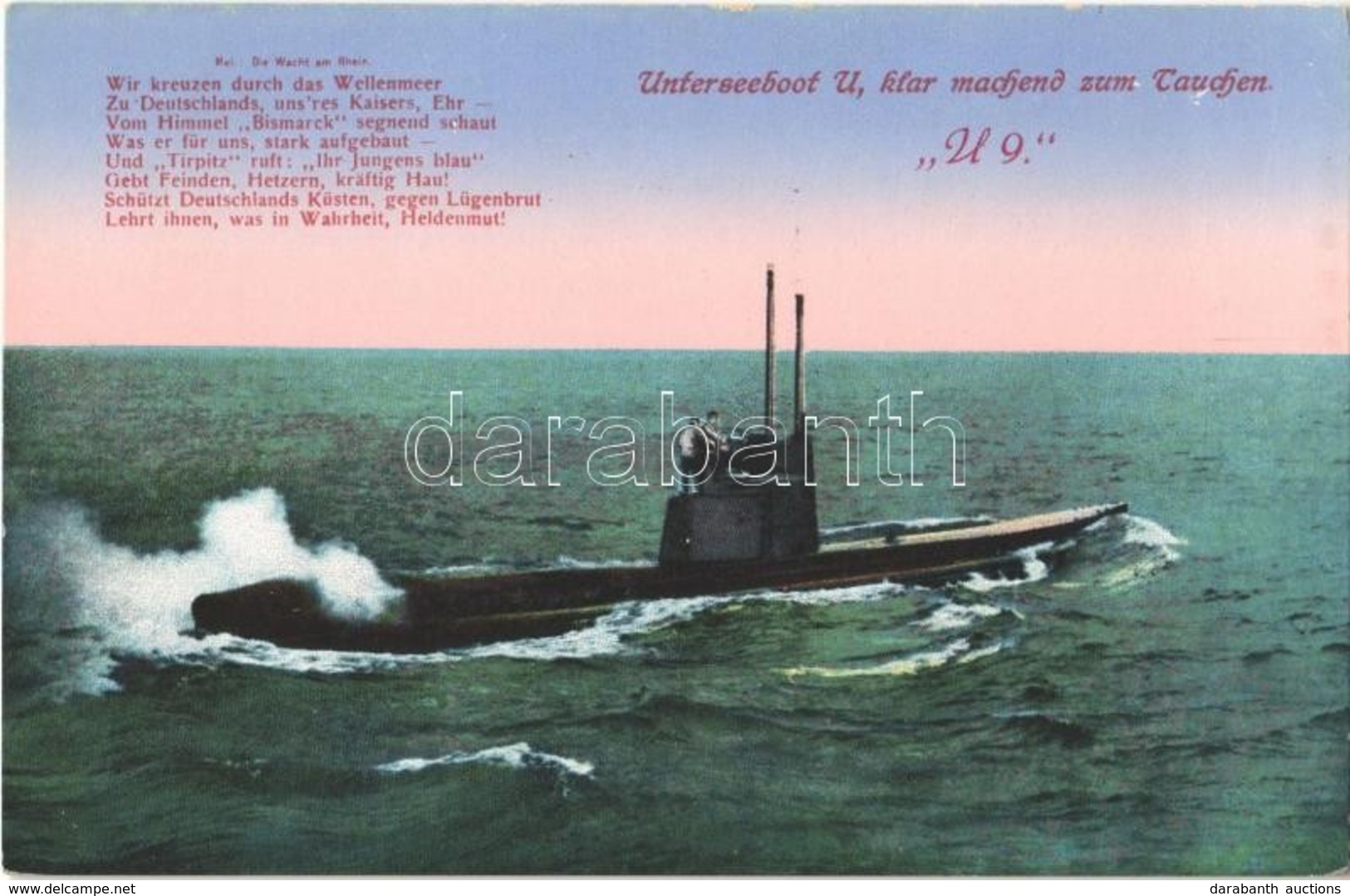 * T2 Unterseeboot U, Klar Machend Zum Tauchen, U9. Kaiserliche Marine / German Navy Submarine - Non Classés