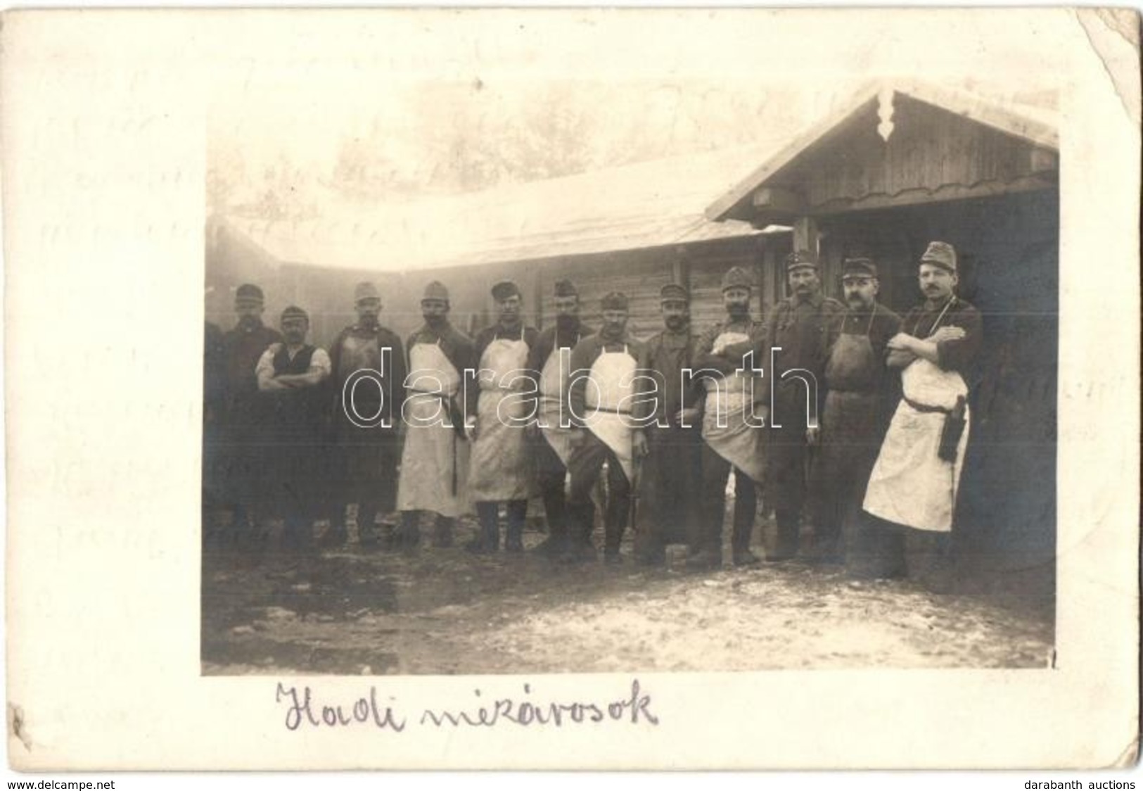 T2/T3 1917 K.u.K. Divisionsbackerei No. 53. / K.u.K. Hadi Mészárosok, Csoportkép / WWI K.u.K. Baking Division, Butchers, - Unclassified