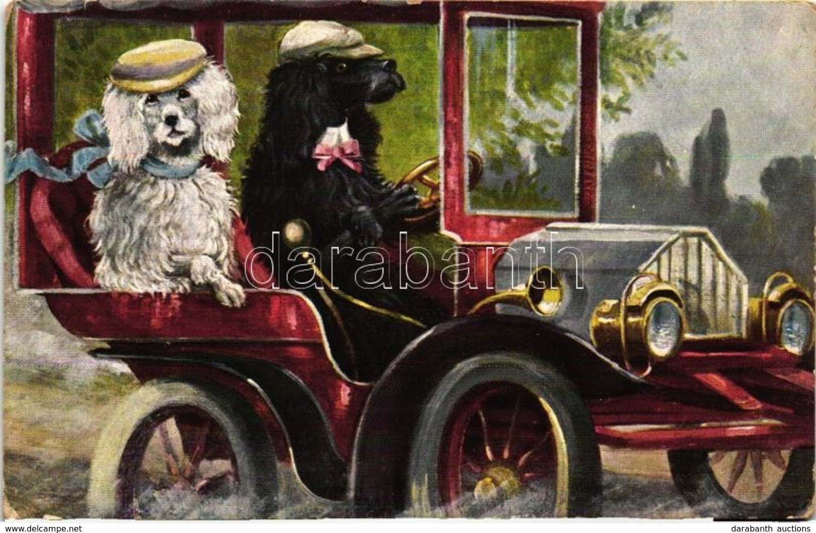 T2 Dog Couple In Automobile; F.M.K. Serie 7387/1 - Ohne Zuordnung