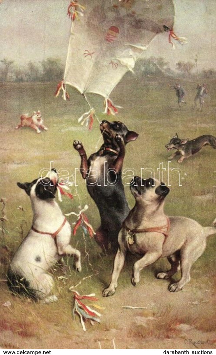 * T2/T3 Dogs Kite-flying, Theo Stroefer Serie 649. No.5 S: Carl Reichert (EK) - Non Classés