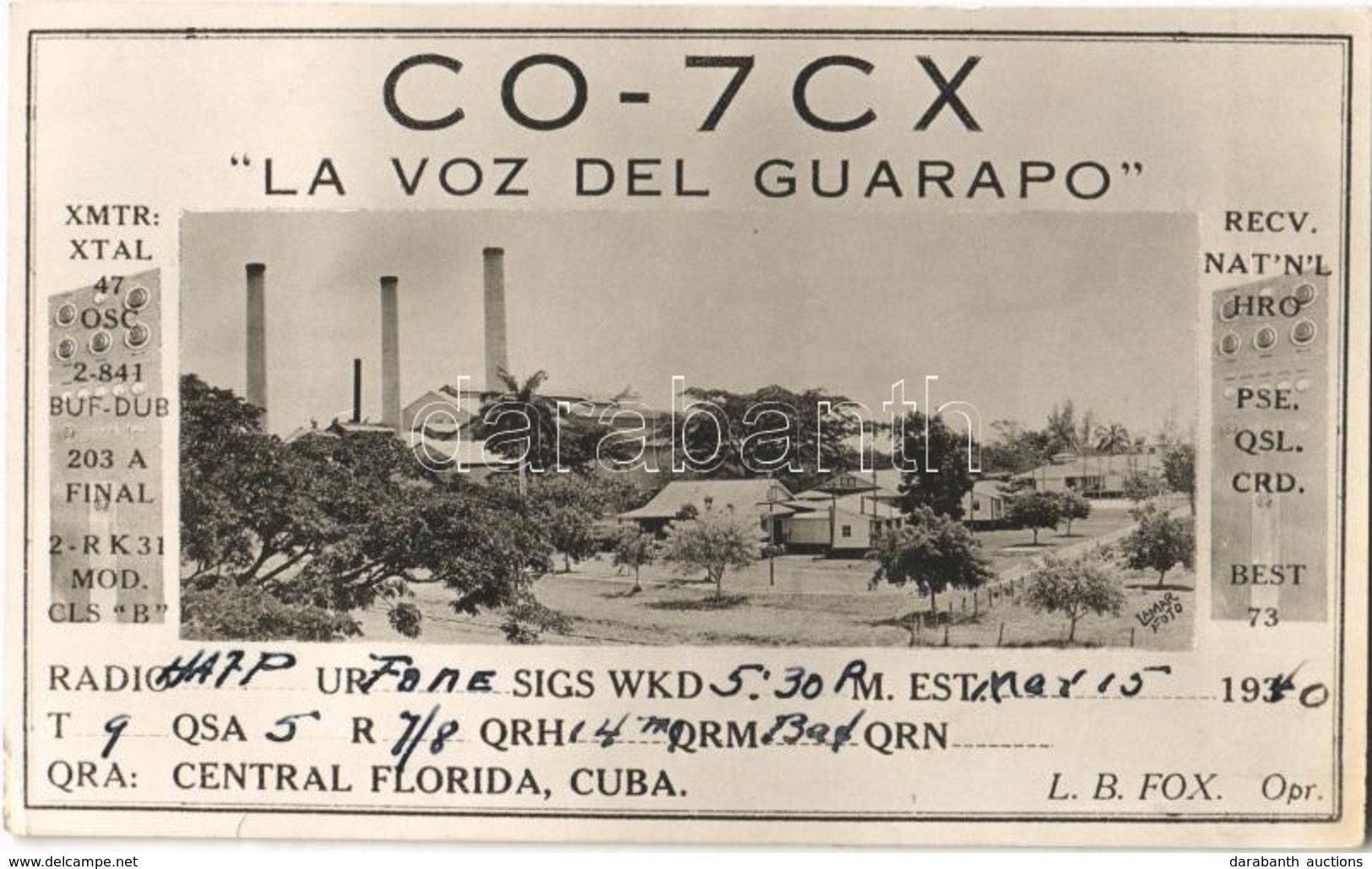 T2 CO-7CX 'La Voz Del Guarapo' Central Florida Kuba / Modern QSL, I.e. Confirmation Cards Of A Two-way Communication Bet - Zonder Classificatie