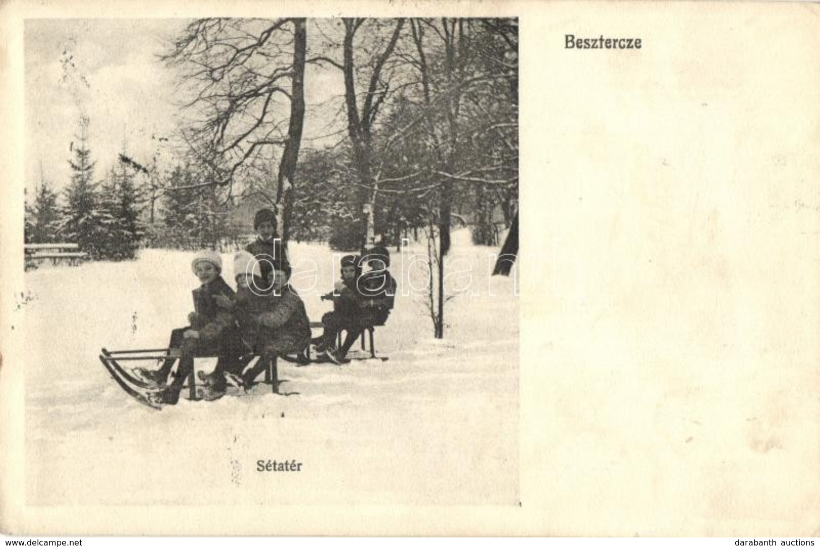 T2/T3 1911 Beszterce, Bistritz, Bistrita; Sétatér Télen Szánkózókkal, Téli Sport. Bartha M. Kiadása / Promenade In Winte - Non Classés