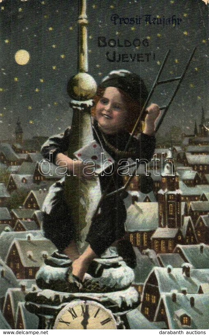 T3 Boldog Újévet / New Year Greeting, Chimney Sweeper (kis Szakadás / Small Tear) - Unclassified