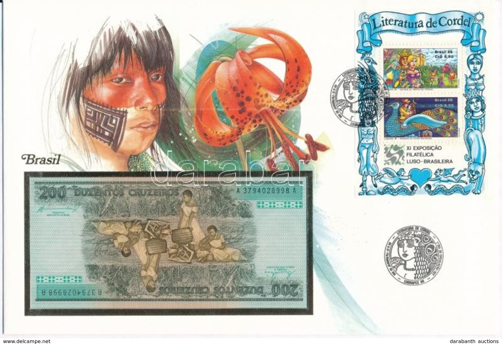 Brazília 1984. 200C Borítékban, Alkalmi Bélyeggel és Bélyegzéssel T:I
Brasil 1984. 200 Cruzeiros In Envelope With Stamps - Sin Clasificación