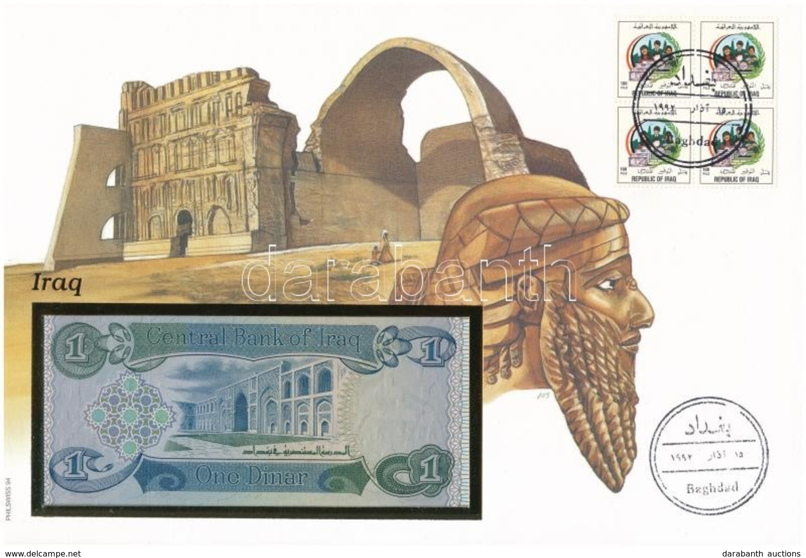 Irak 1980. 1D Borítékban, Alkalmi Bélyeggel és Bélyegzéssel T:I
Iraq 1980. 1 Dinar In Envelope With Stamps And Cancellat - Ohne Zuordnung