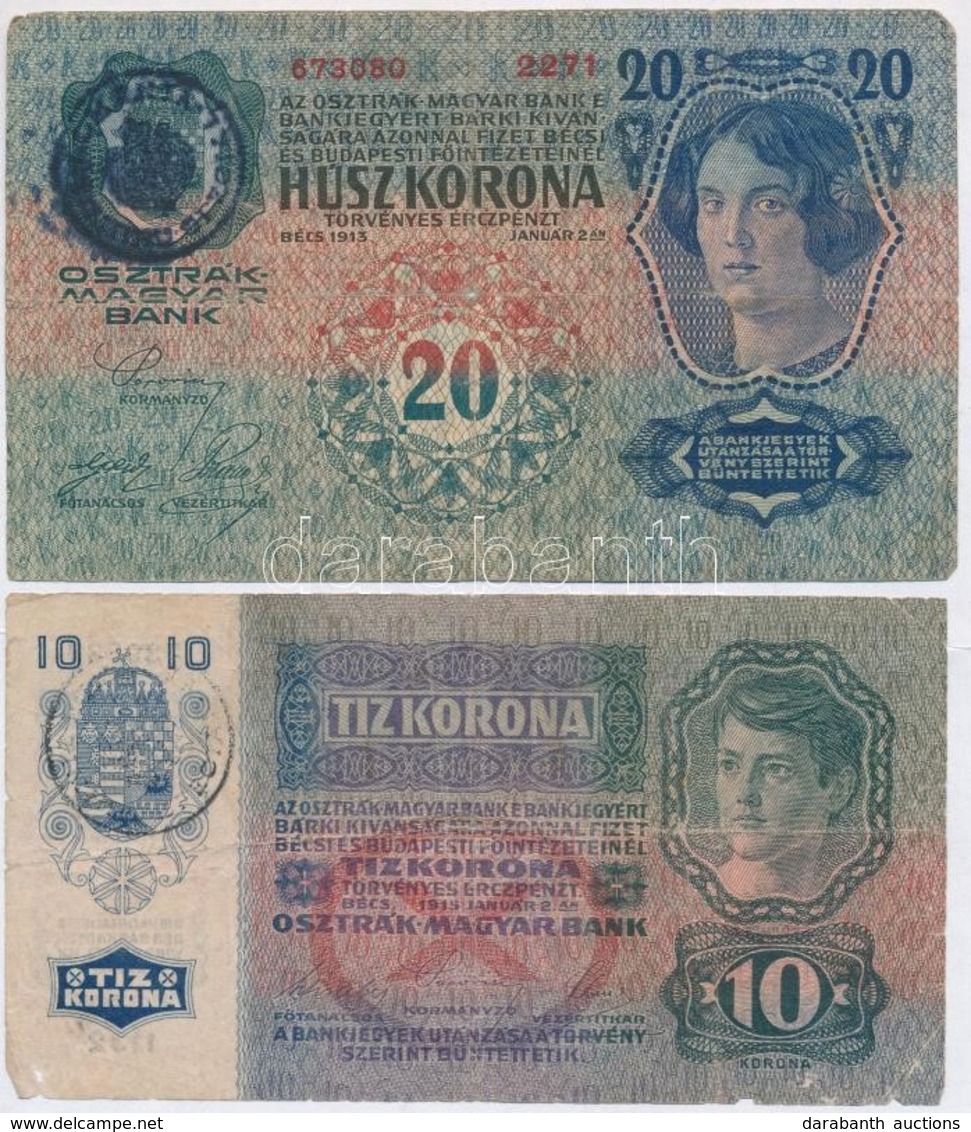 1913. 20K II. Kiadás, Fekete 'Romania Timbru Special' Felülbélyegzéssel + 1915. 10K Fekete 'Romania Timbru Special' Felü - Sin Clasificación