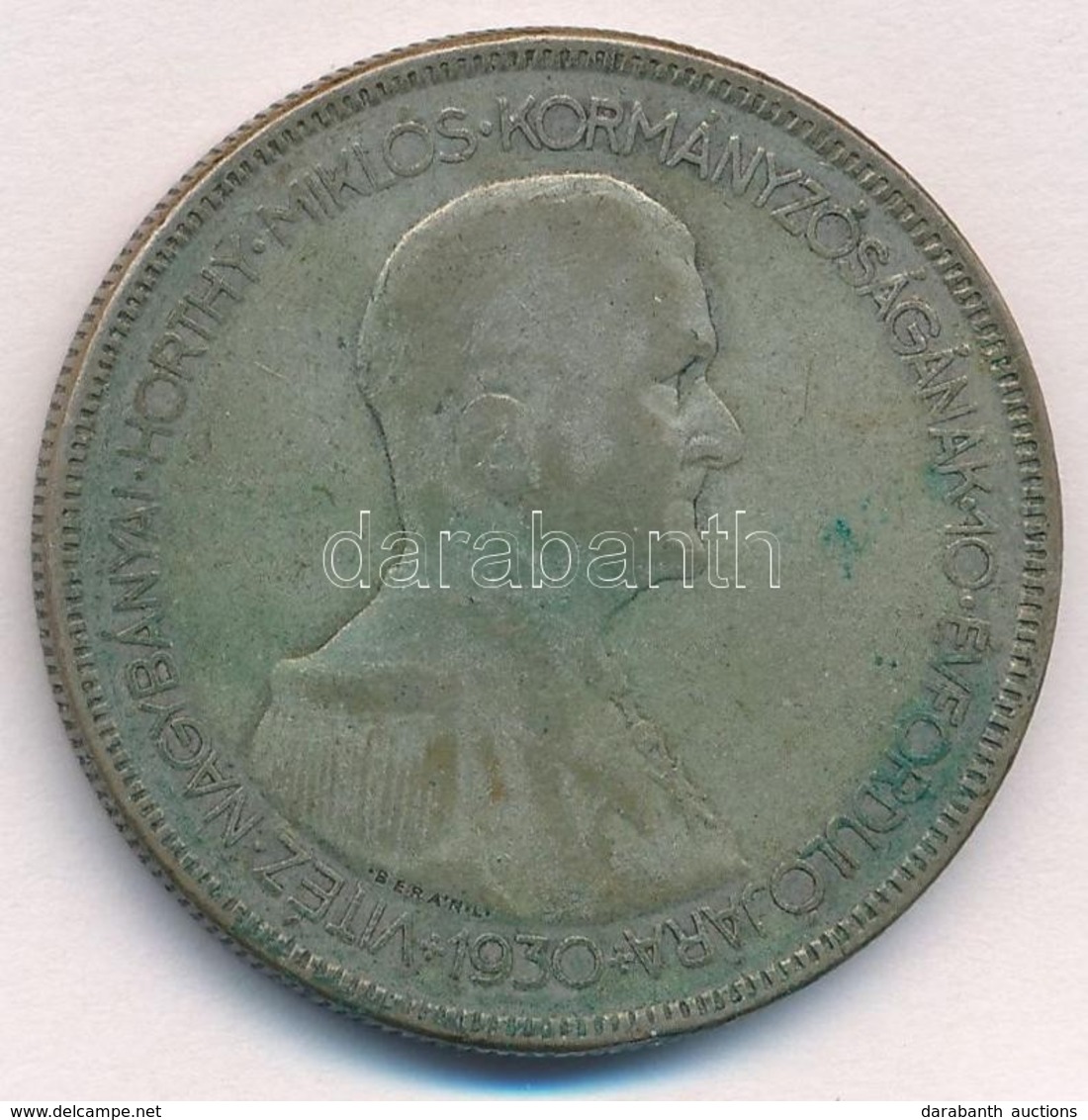 1930. 5P Ag 'Horthy Jobbra' T:3 Kis Ph. Patina Adamo P8 - Ohne Zuordnung