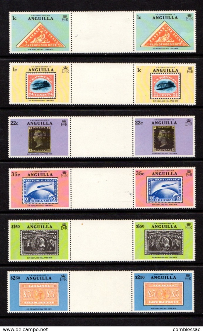 ANGUILLA    1979    Death  Centenary  Of  Sir  Rowland  Hill    Set  Of  6  Gutter  Pairs   MNH - Anguilla (1968-...)