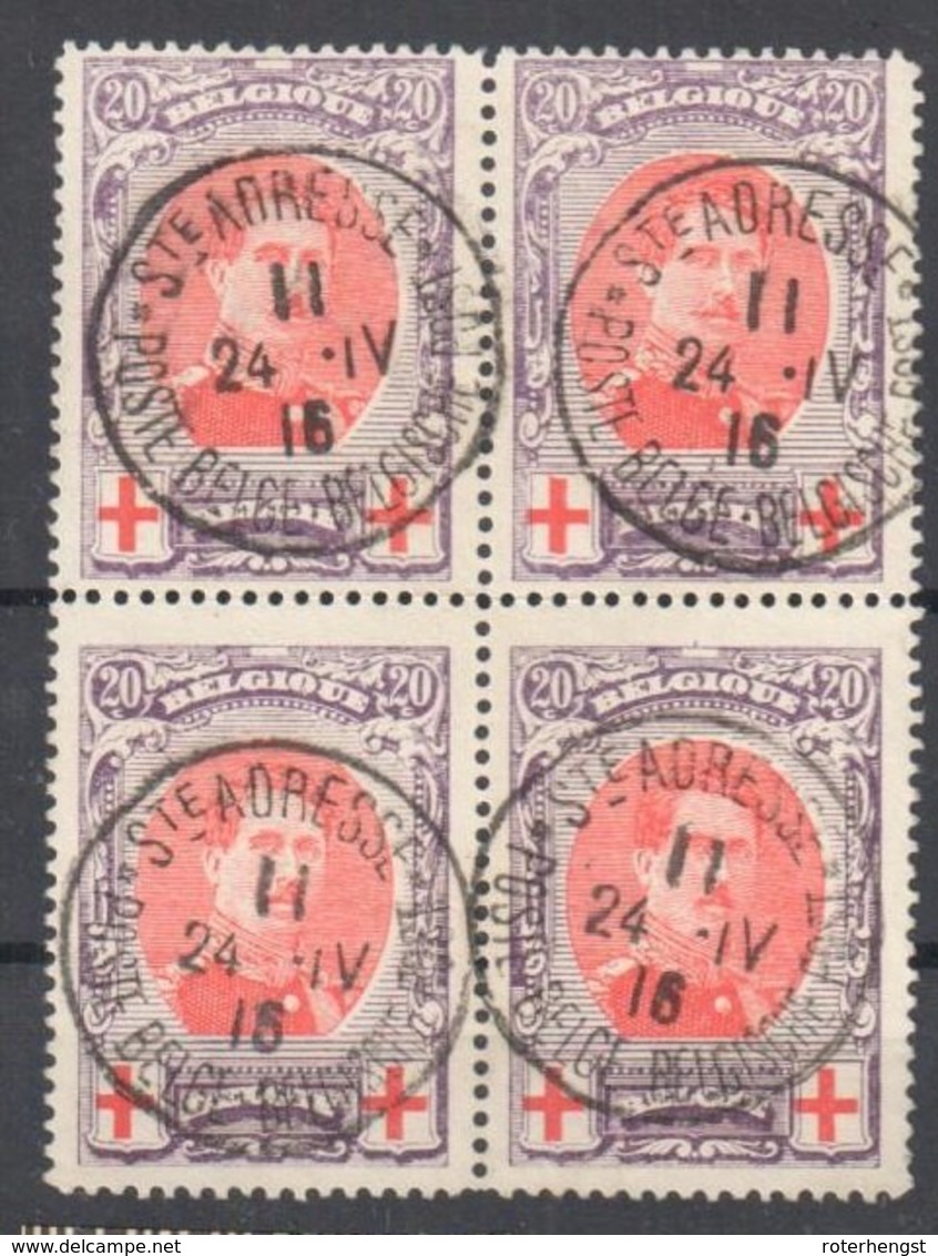 Bloc Of Four St Adresse Cancel Min 80 Euros VFU Red Cross Croix Rouge - 1914-1915 Croix-Rouge