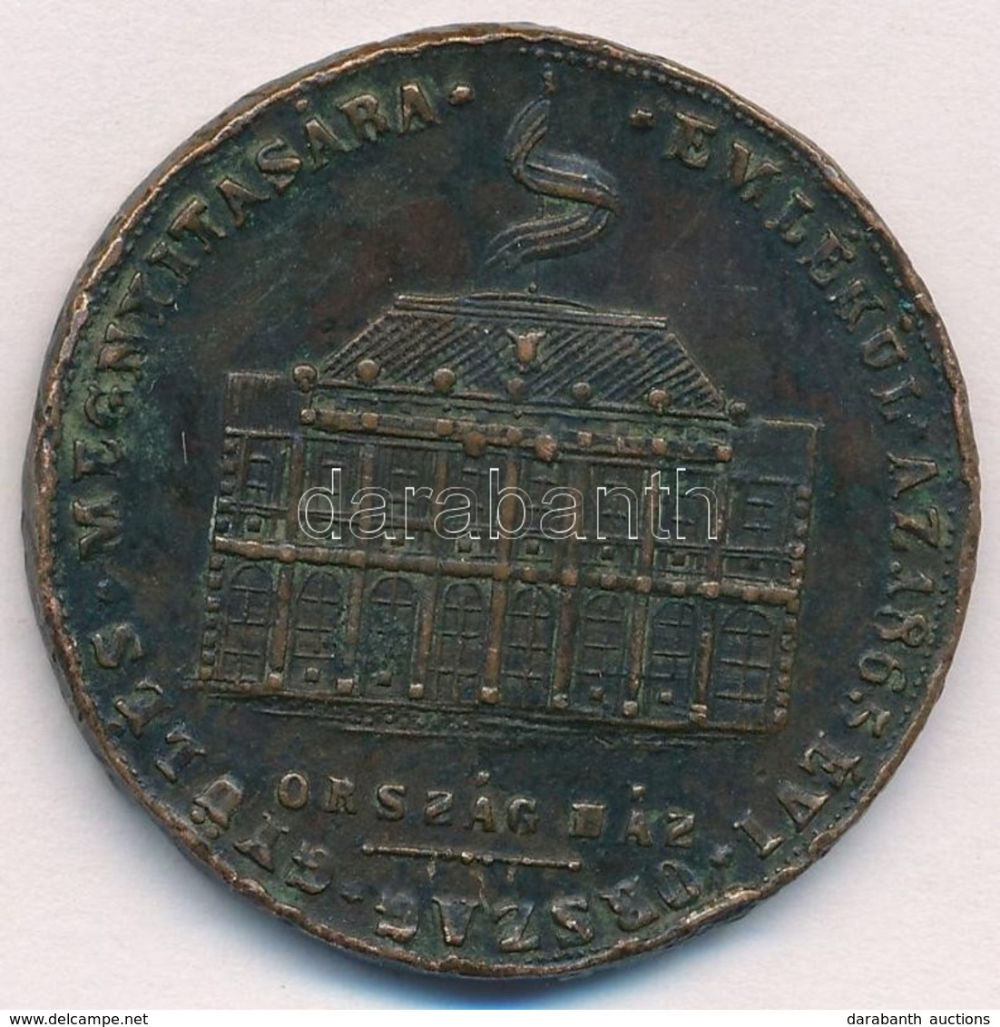 1867. 'Emlékül Az 1865. évi Országgyűlés Megnyitására / Éljen A Haza - Es Lebe Das Vaterland' Br Emlékérem (39mm) T:2- T - Ohne Zuordnung