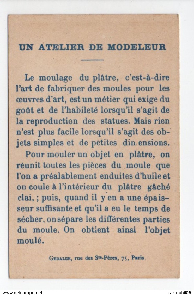 - CHROMO UN ATELIER DE MODELEUR - Edition GEDALGE - - Autres & Non Classés