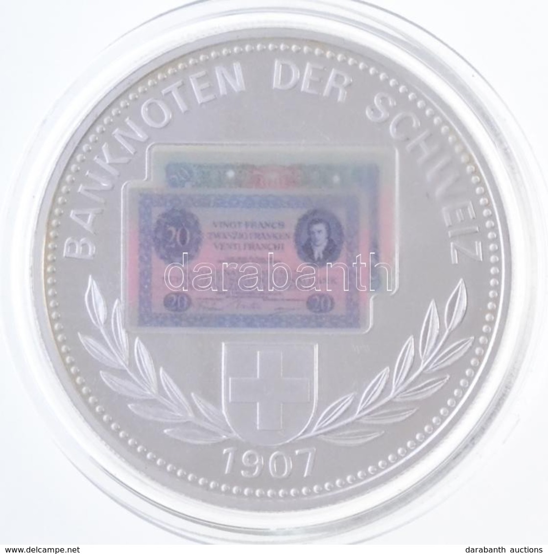 Svájc DN 'Banknoten Der Schweiz 1907 / Billets De Banque De Suisse - Banconote Della Svizzera' Ezüstözött Cu-Ni Emlékére - Non Classificati