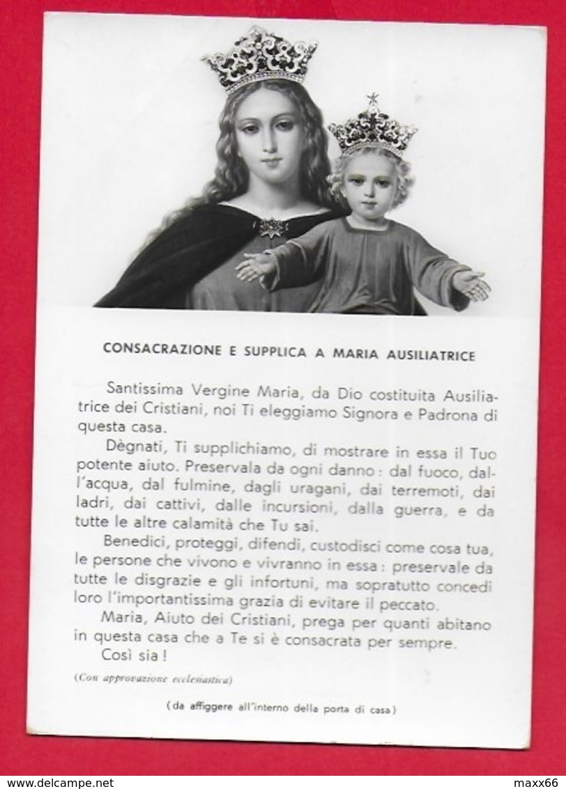 CARTOLINA VG ITALIA - Consacrazione E Supplica A Maria Ausiliatrice - 10 X 15 - 196? - Vergine Maria E Madonne