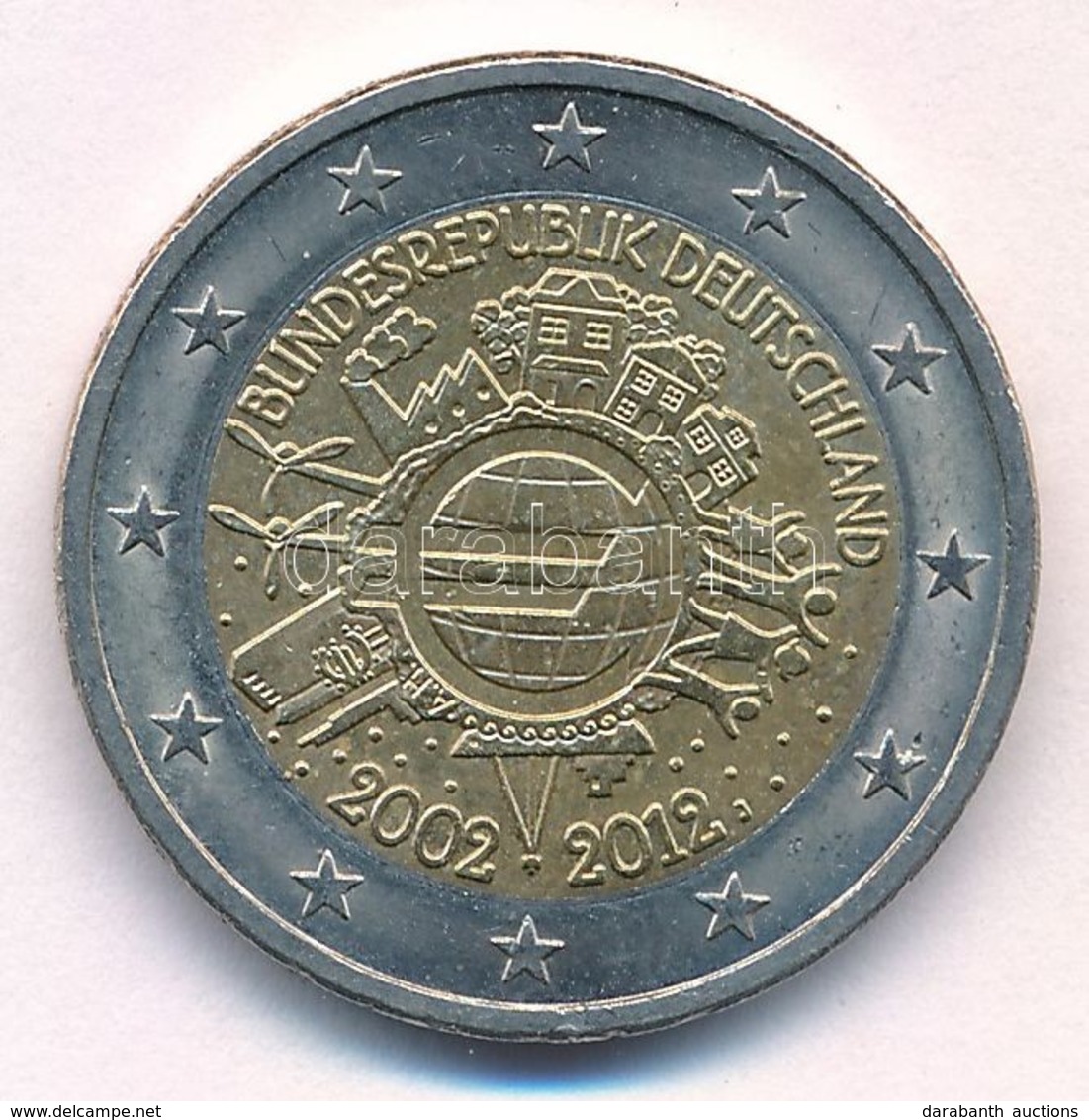 Németország 2012J 2E 'Euro 10. évfordulója' T:1-
Germany 2012J 2 Euro '10 Years Of Euro Cash' C:AU - Unclassified