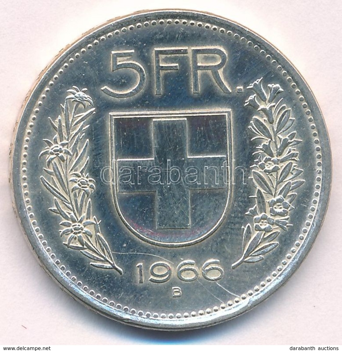 Svájc 1966B 5Fr Ag T:1-,2
Switzerland 1966B 5 Francs Ag C:AU,XF 
Krause KM#40 - Unclassified